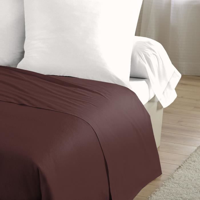 Drap plat - LOVELY HOME - 100% coton - 240 x 300 cm - Marron