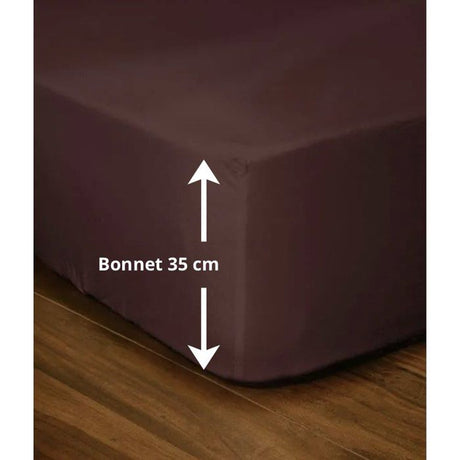 Drap-housse - LOVELY HOME - LH71593 - 140x190+35 cm - Marron