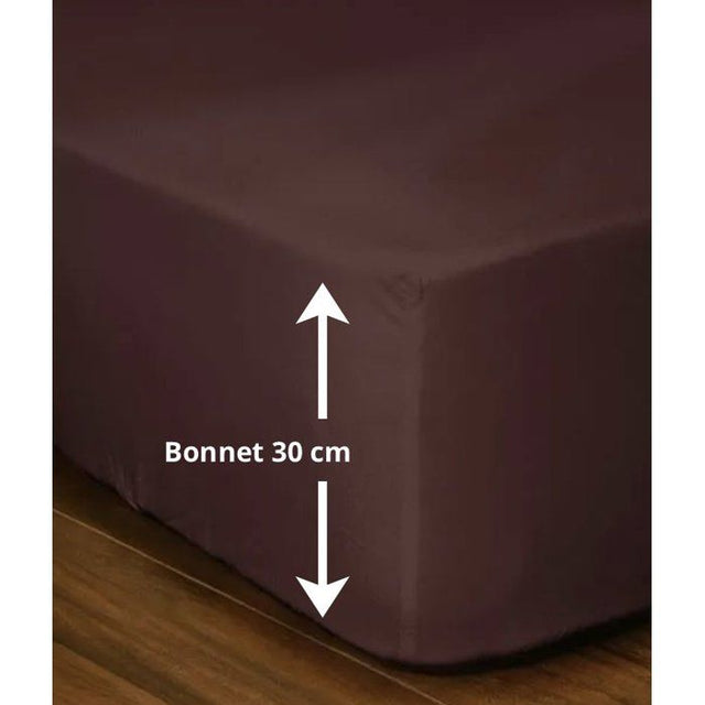 Drap-housse - LOVELY HOME - LH71596 - 140x190+30 cm - Marron