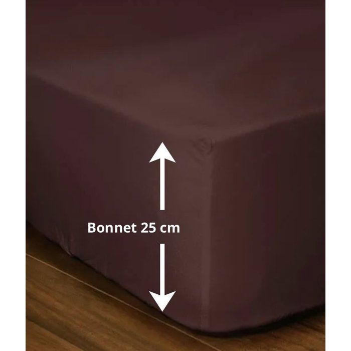 Drap-housse - LOVELY HOME - LH71599 - 160x200+25 cm - Marron