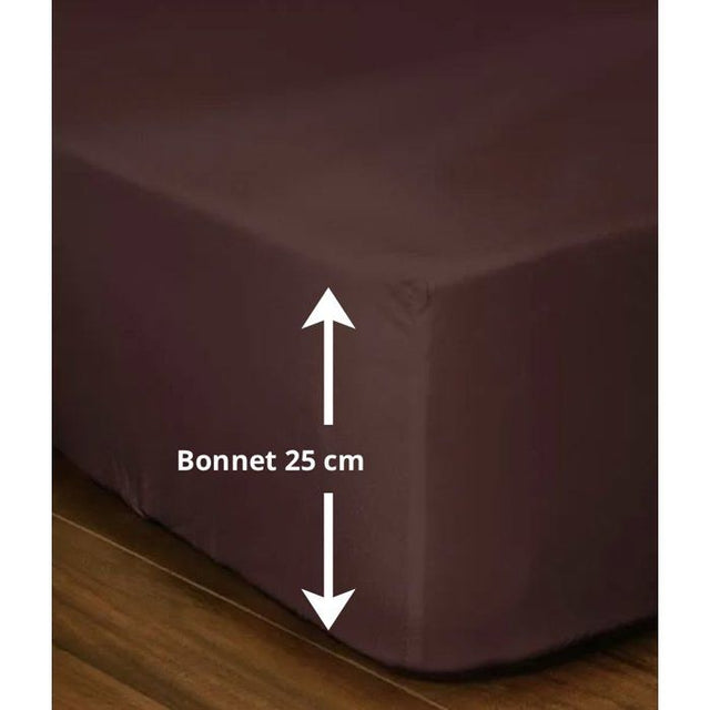 Drap-housse - LOVELY HOME - LH71601 - 90x190+25 cm - Marron