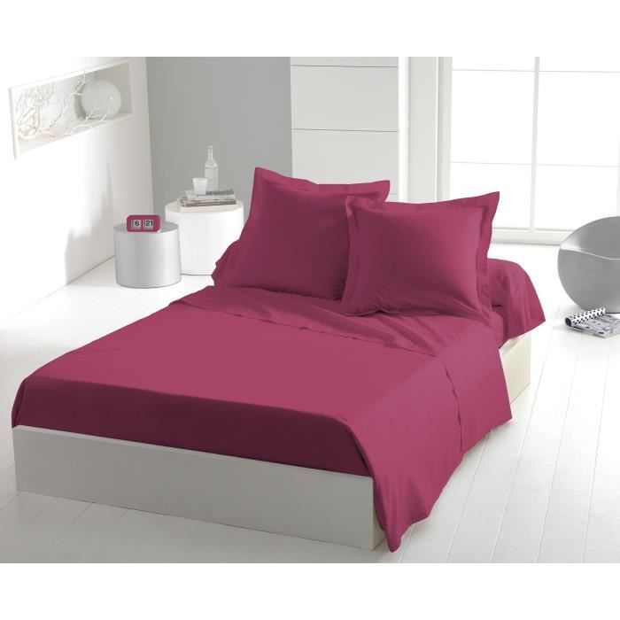 Drap plat - LOVELY HOME - 100% coton - 240 x 300 cm - Fuchsia