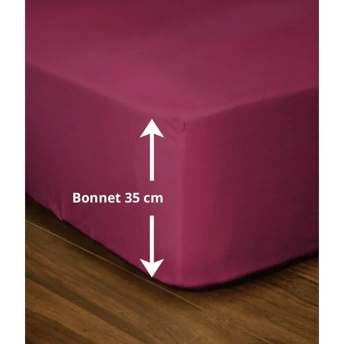 Drap-housse - LOVELY HOME - LH71607 - 180x200+35 cm - Fuchsia