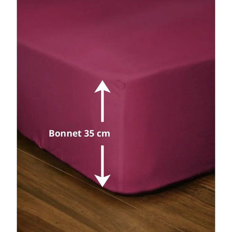 Drap-housse - LOVELY HOME - LH71609 - 140x190+35 cm - Fuchsia
