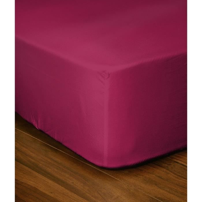 Drap-housse - LOVELY HOME - LH71612 - 140x190+30 cm - Fuchsia