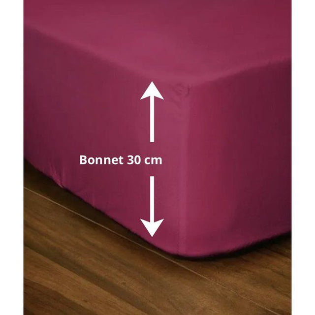 Drap-housse - LOVELY HOME - LH71612 - 140x190+30 cm - Fuchsia