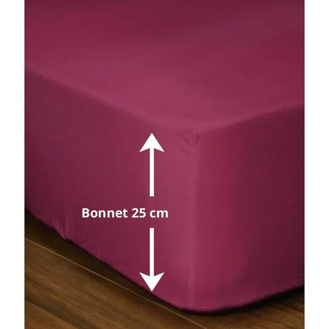 Drap-housse - LOVELY HOME - LH71614 - 180x200+25 cm - Fuchsia