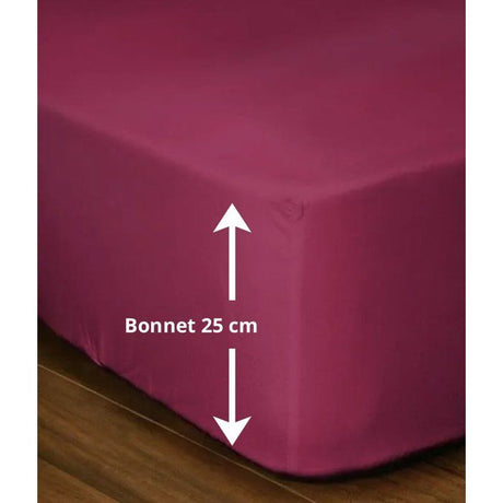 Drap-housse - LOVELY HOME - LH71615 - 160x200+25 cm - Fuchsia