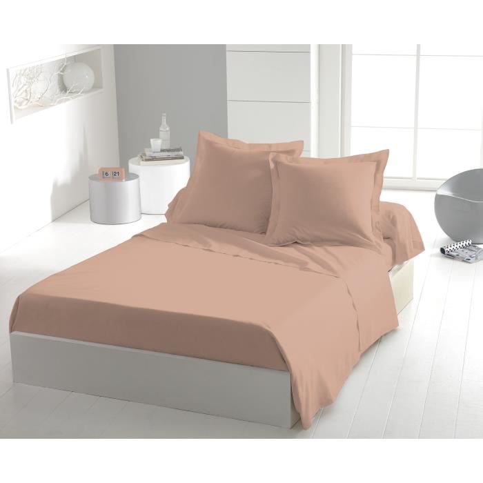 Drap plat - LOVELY HOME - 100% coton - 240 x 300 cm - Rose