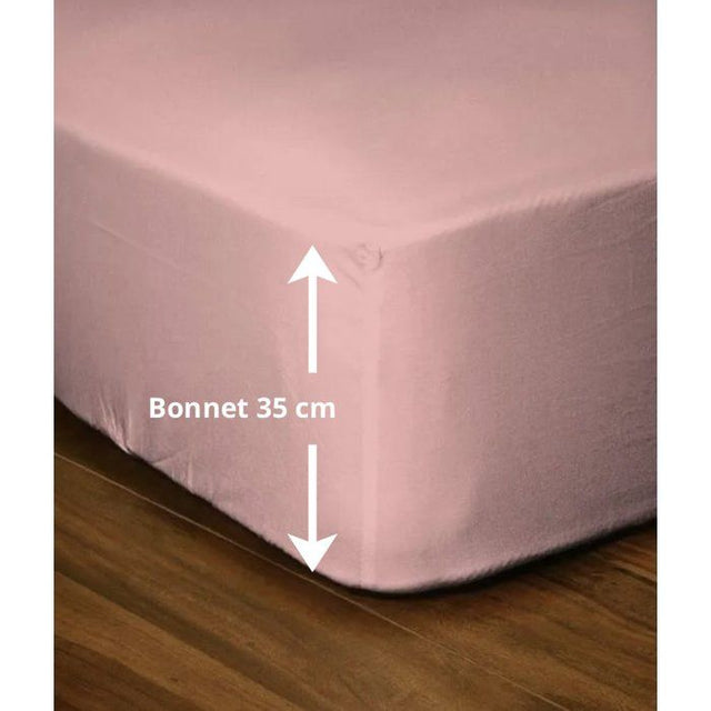 Drap-housse - LOVELY HOME - LH71623 - 180x200+35 cm - Rose
