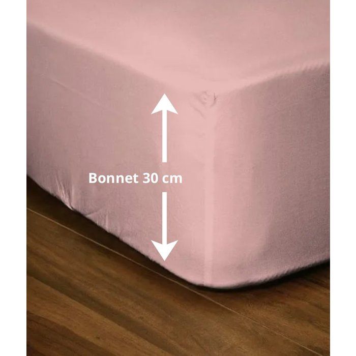 Drap-housse - LOVELY HOME - LH71626 - 180x200+30 cm - Rose