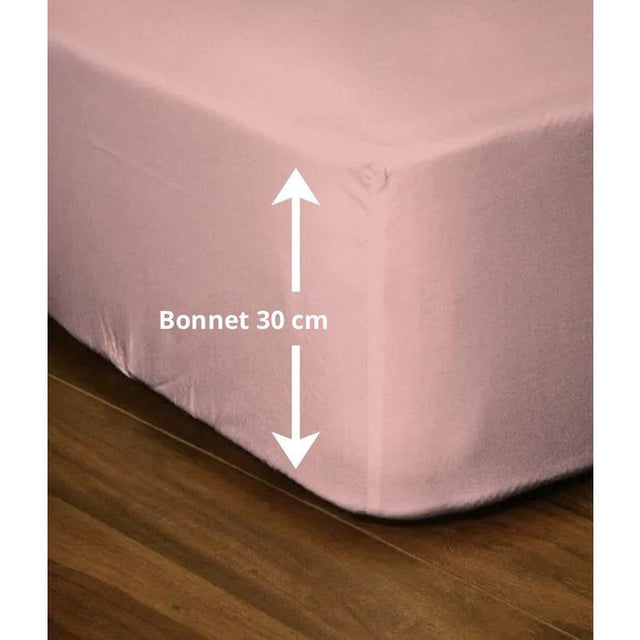 Drap-housse - LOVELY HOME - LH71626 - 180x200+30 cm - Rose