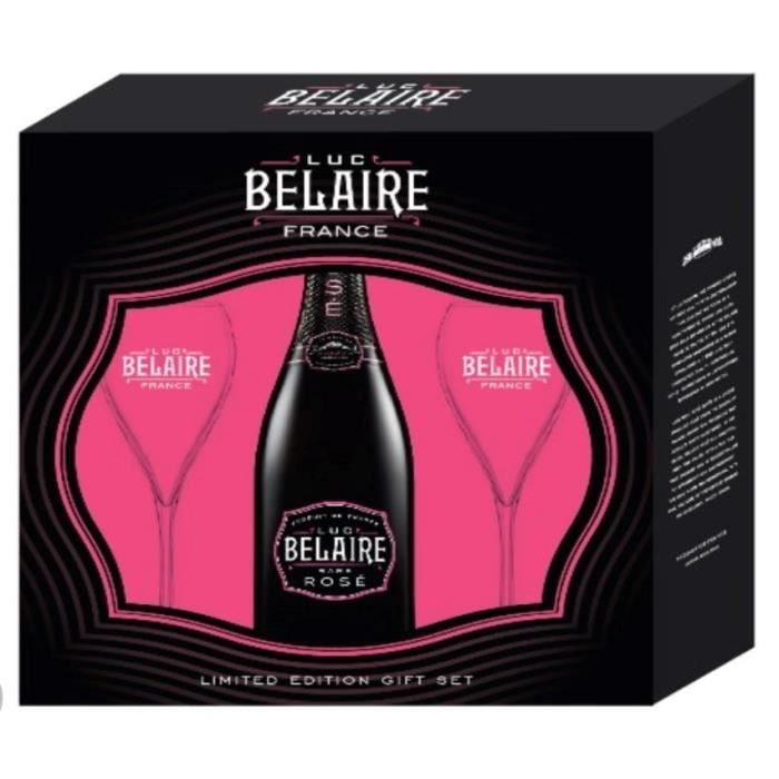 Luc Belaire Rosé Regular - Coffret 1 bouteille 75cl + 2 flûtes