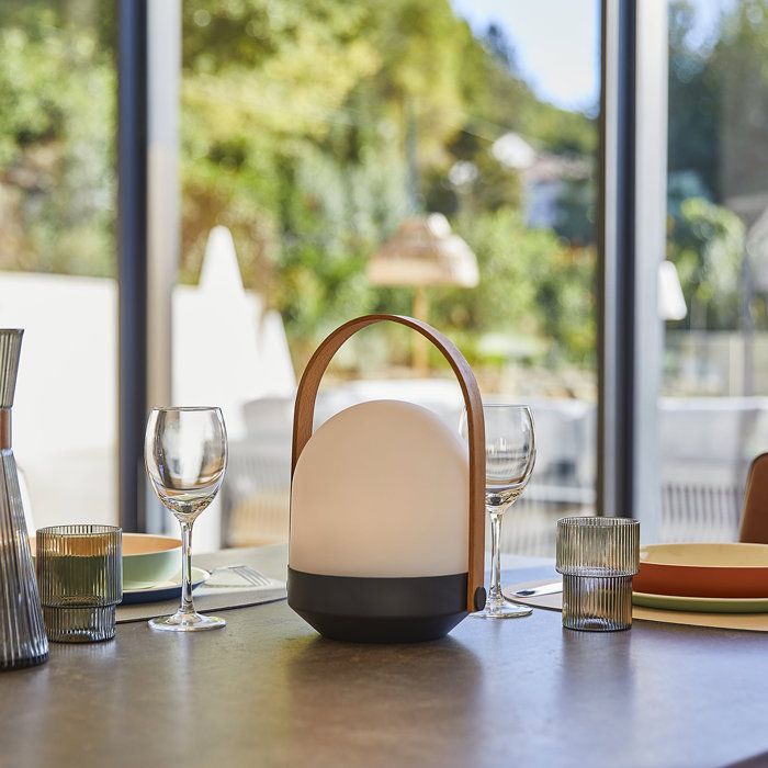 Baladeuse sans fil - LUMISKY - AURA - LED blanc chaud dimmable - Poignée bambou - Rechargeable - H27 cm