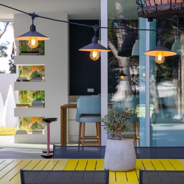 Guirlande solaire lumineuse extÈrieur - LUMISKY - VINTY LIGHT SOLAR - 6 m - 10 ampoules a filament - LED blanc chaud