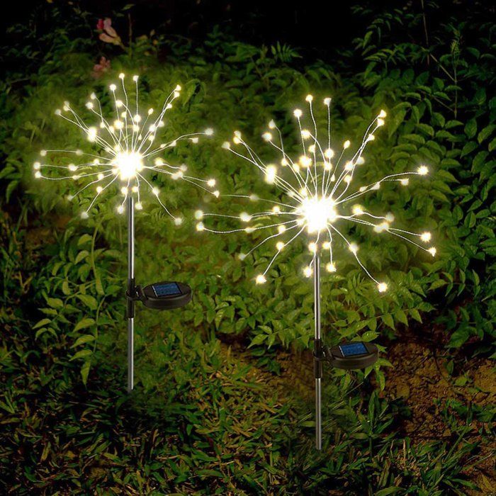 Lot 2 balises solaires - LUMISKY - FIREWORKS SPIKE - LED effet feu d'artifice - H97 cm - Eclairage extérieur décoratif