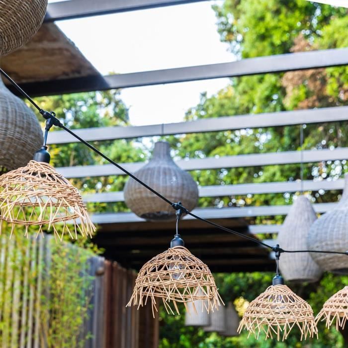 Guirlande lumineuse - LUMISKY - Hawaii Light - Raccordable - Extérieur - Abat-jour polyrotin - 10 ampoules filament E27 LED