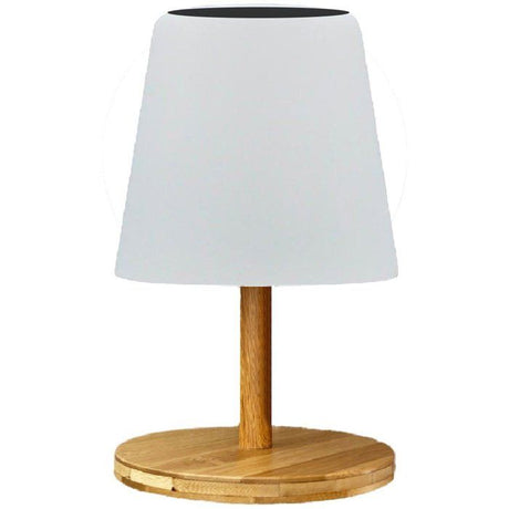 Lampe de table solaire et rechargeable - LUMISKY - STANDY MINI WOOD SOLAR - H25 cm - LED blanc chaud et blanc dimmable