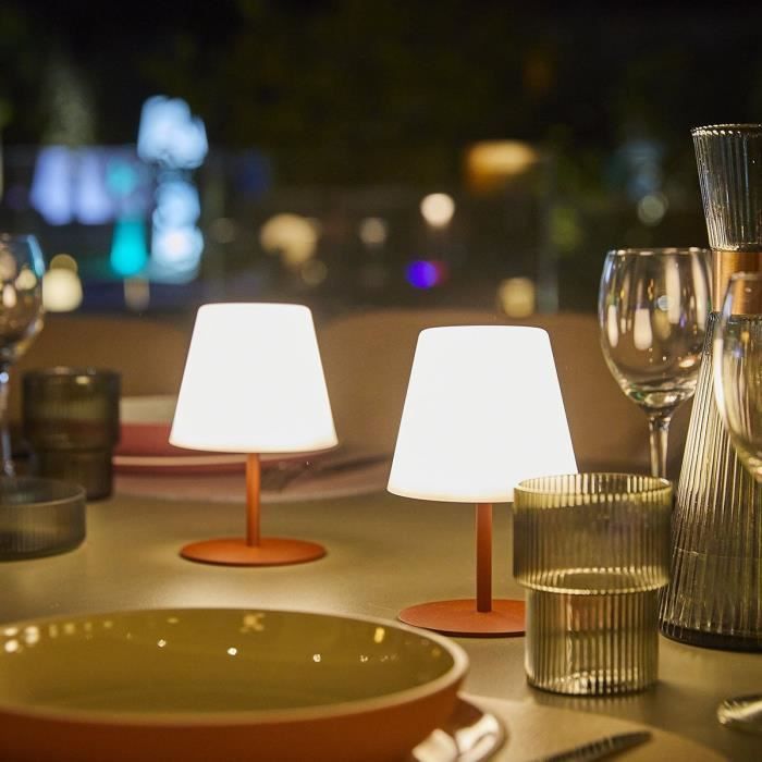 Set de 2 lampes de table sans fil - LUMISKY - TWINS - Terracota - H16 cm - LED