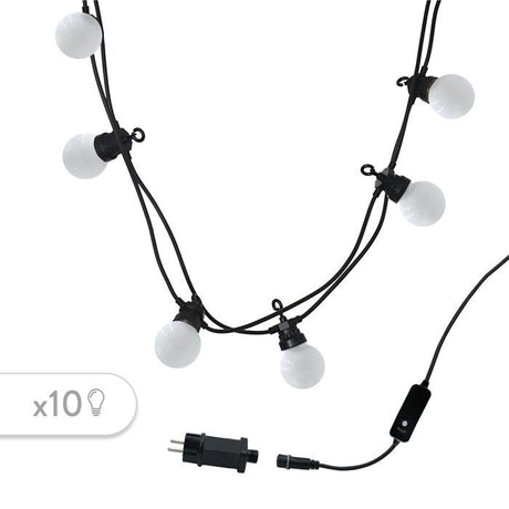 Guirlande lumineuse extérieure - LUMISKY - PARTY MILKY 10 - 10 globes LED - Blanc chaud - Connectable - 5,7 m - 8 modes éclairage