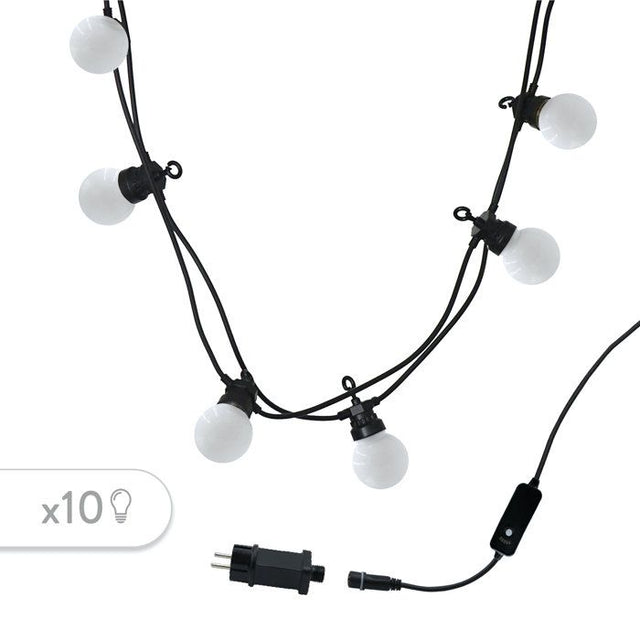 Guirlande lumineuse extérieure - LUMISKY - PARTY MILKY 10 - 10 globes LED - Blanc chaud - Connectable - 5,7 m - 8 modes éclairage