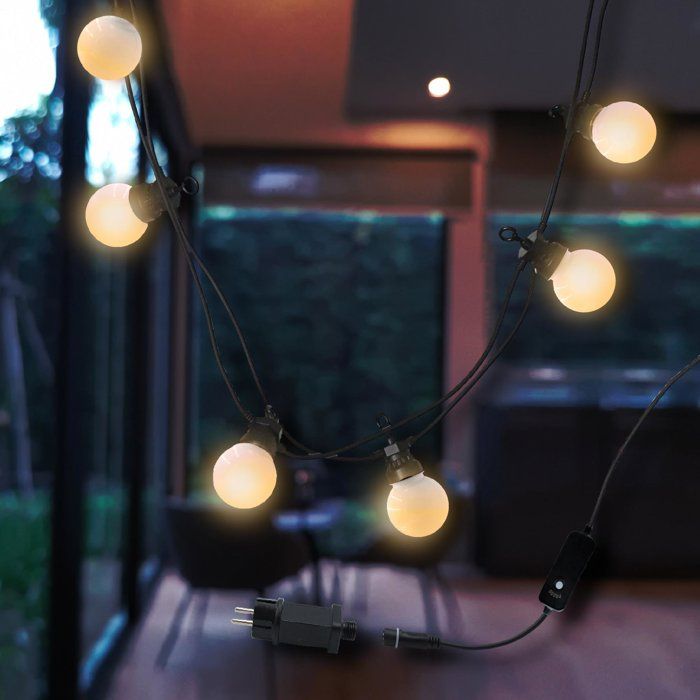 Guirlande lumineuse extérieure - LUMISKY - PARTY MILKY 10 - 10 globes LED - Blanc chaud - Connectable - 5,7 m - 8 modes éclairage