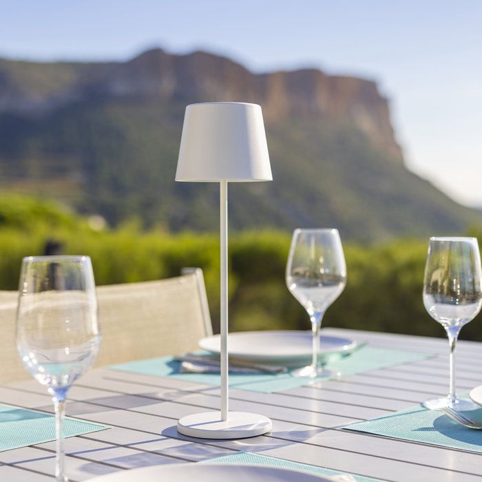 Lampe de table sans fil - LUMISKY - KELLY WHITE - Aluminium blanc - LED blanc dimmable - Rechargeable - H38 cm