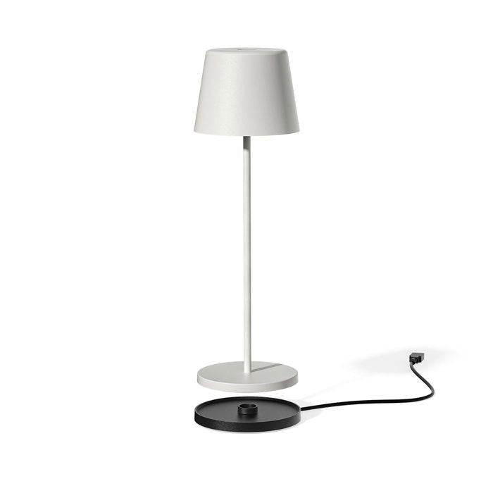 Lampe de table sans fil - LUMISKY - KELLY WHITE - Aluminium blanc - LED blanc dimmable - Rechargeable - H38 cm