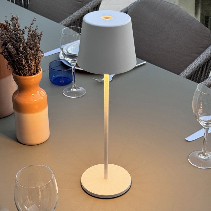 Lampe de table sans fil - LUMISKY - KELLY WHITE - Aluminium blanc - LED blanc dimmable - Rechargeable - H38 cm