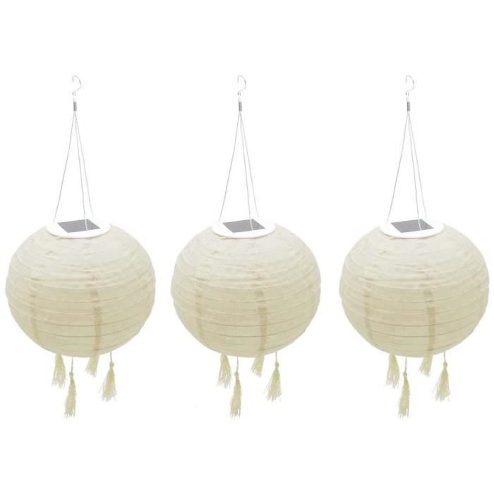 Suspension solaire LED - LUMISKY - HIMALAYA - Ř30cm - Beige, creme et mariage festif - Autonomie 8h