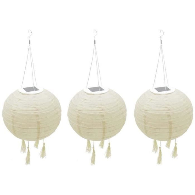 Suspension solaire LED - LUMISKY - HIMALAYA - Ř30cm - Beige, creme et mariage festif - Autonomie 8h