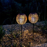 Lot de 2 balises solaires a planter - LUMISKY - AGADIR - H45 cm - Style oriental - LED blanc chaud