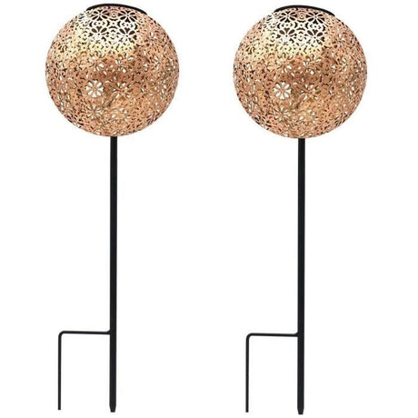 Lot de 2 balises solaires a planter - LUMISKY - AGADIR - H45 cm - Style oriental - LED blanc chaud