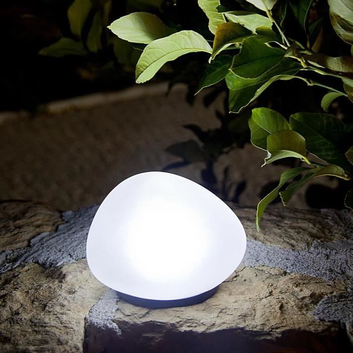 Lampe solaire décorative galet - LUMISKY - SOLENZARA - Ř16 cm - LED blanc