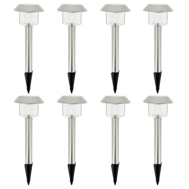 Lot de 8 balises solaires LED blanc froid - ALESIA - LUMISKY - Métal - Extérieur