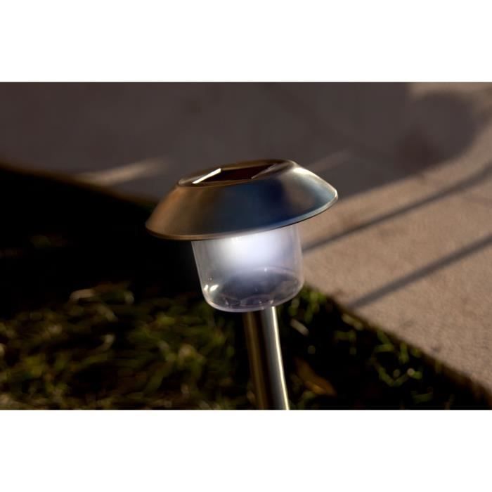 Lot de 8 balises solaires LED blanc froid - ALESIA - LUMISKY - Métal - Extérieur