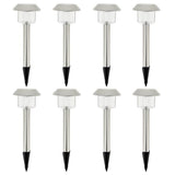 Lot de 8 balises solaires LED blanc froid - ALESIA - LUMISKY - Métal - Extérieur