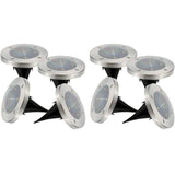 Lot de 8 spots solaires ronds inox encastrable ou a piquer - LUMISKY - DECKY - LED blanc froid - Ř12 cm