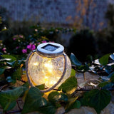 Lot de 2 boules solaires - LUMISKY - CRACK BALL CORD - H13 cm - Verre craquelé a poser - Poignée corde micro - LED blanc chaud