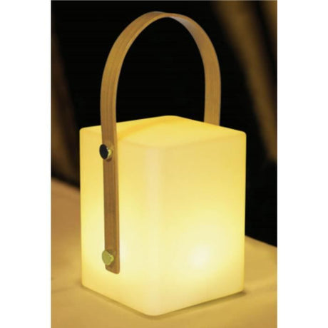 TIKY Lanterne sans fil poignée bambou - LED blanc chaud/multicolore dimmable - H27cm