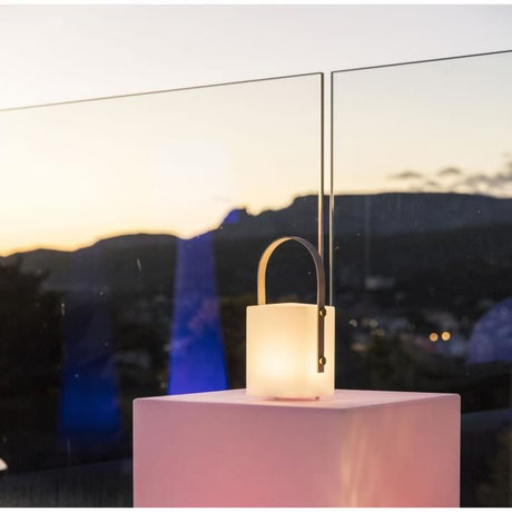 TIKY Lanterne sans fil poignée bambou - LED blanc chaud/multicolore dimmable - H27cm