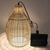 Suspension solaire - LUMISKY - HOLIDAY - H42 cm - Boheme naturel style vannerie tressÈe - LED blanc chaud