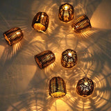 Guirlande lumineuse solaire extérieure - LUMISKY - FORMENTERA - 10 abat-jour rotin LED - Blanc chaud - 3,8 m