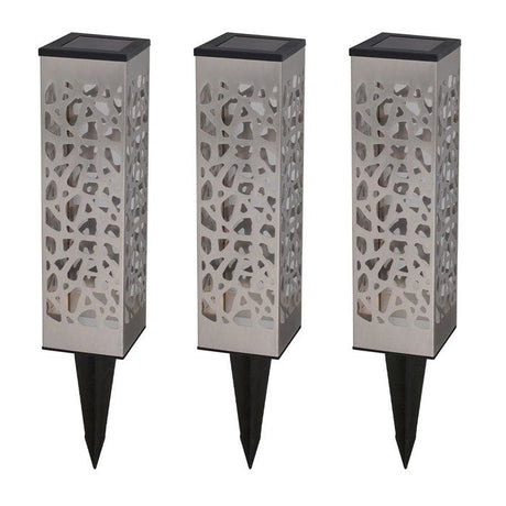 Lot 3 balises solaires - LUMISKY - ORGANIC INOX - LED blanc chaud - Inox - H31 cm - Eclairage jardin