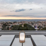 Lanterne extérieure LED Woody - LUMISKY - Blanc - Design scandinave - Poignée en bois naturel - Autonomie 10h