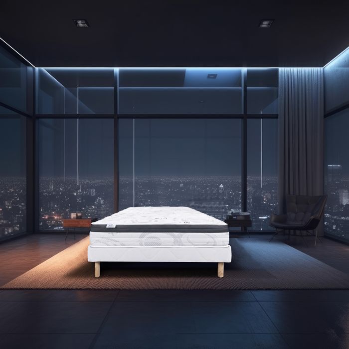 LUXURY LITERIE - Ensemble matelas + sommier - SLEEPLUX - 160 x 200 cm - Tapissier - Ferme  - Face été/hiver