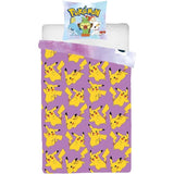 Parure de lit réversible - POKEMON - Pikachu - Microfibre - 1 housse de couette 140 x 200 cm + 1 taie 63 x 63 cm
