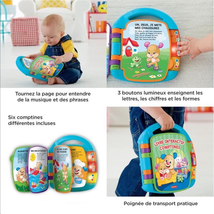 Fisher-Price - Livre Interactif Comptines - Livre bÈbÈ - 6 mois et + CDH39