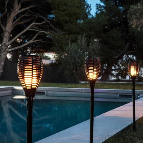 Torche solaire Maity Sun - Effet flamme - LED - H 80 cm - Blanc chaud - LUMI JARDIN