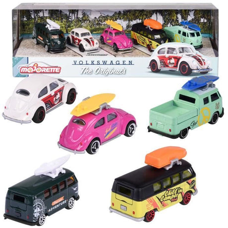 Coffret Cadeau The Originals 5 Véhicules - MAJORETTE - Modeles emblématiques rétro - Roues libres - Échelle 1/64 - Des 3 ans